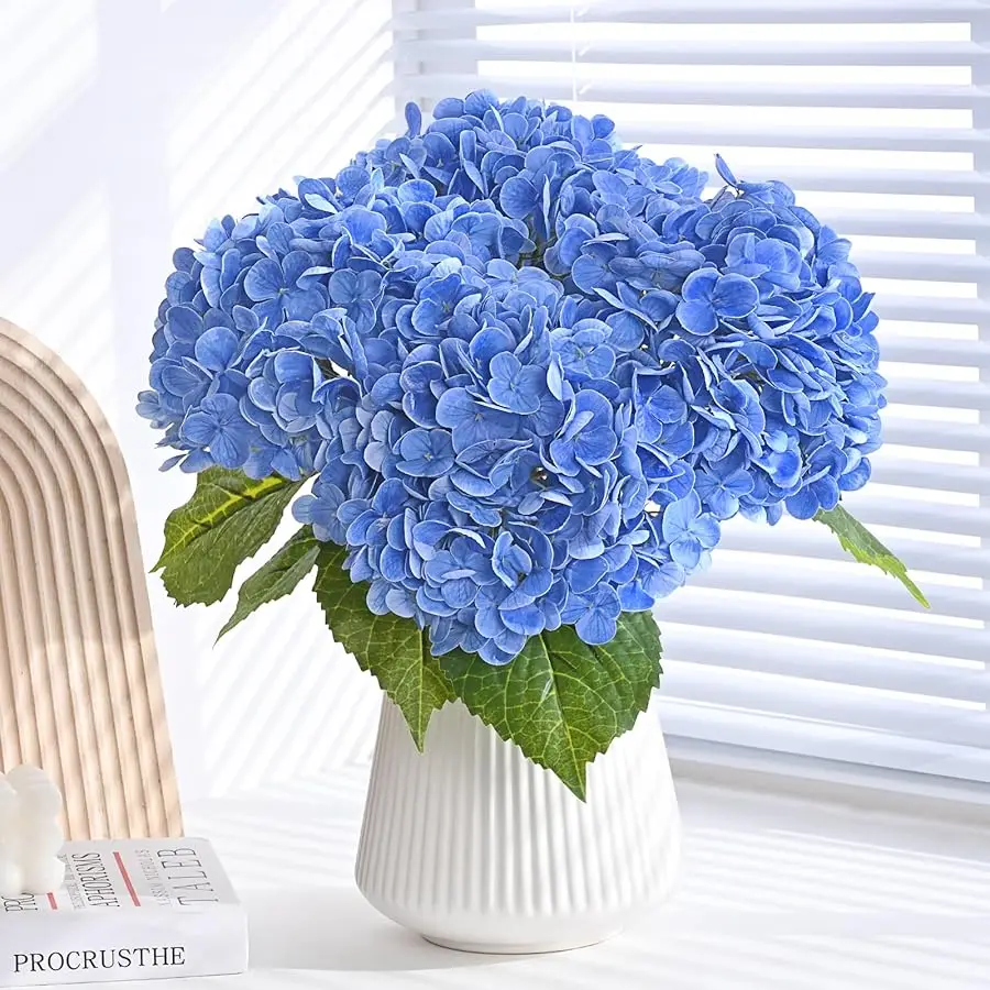 3 szt. sztucznych hortensji o długości 53 cm, lateksowe hortensje o realistycznej fakturze, naturalnie wyglądające duże hortensje do dekoracji domu i aranżacji na przyjęcia.