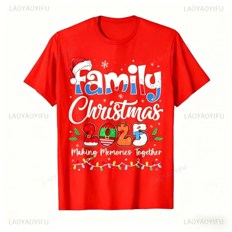 

Family Christmas 2025 T-Shirt Family Xmas Tshirt Funny 2025 Christmas T-shirt Xmas Light Printing Tees Fashionable Short Sleeves