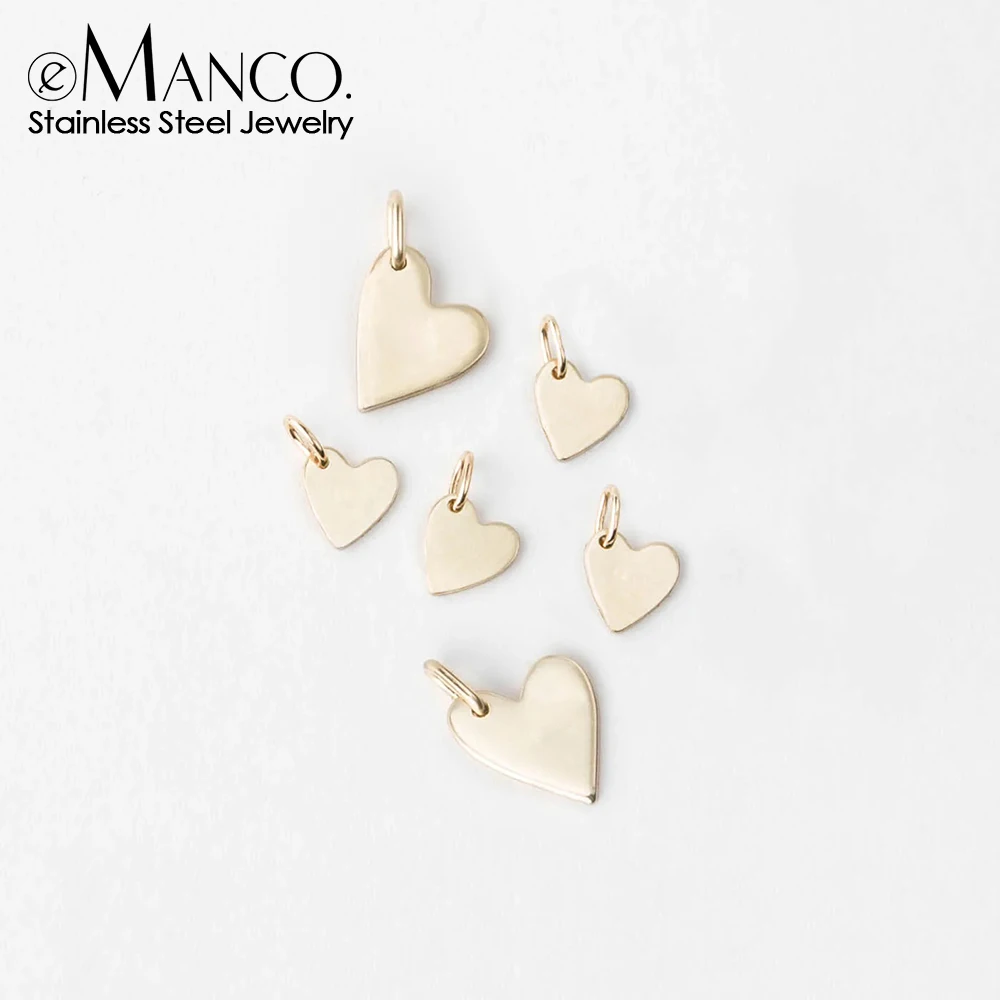 eManco Mother's Day Blank Heart Pendant Stainless Steel Mirror Polished Charms DIY Necklace Bracelet 48 Hour Shipping