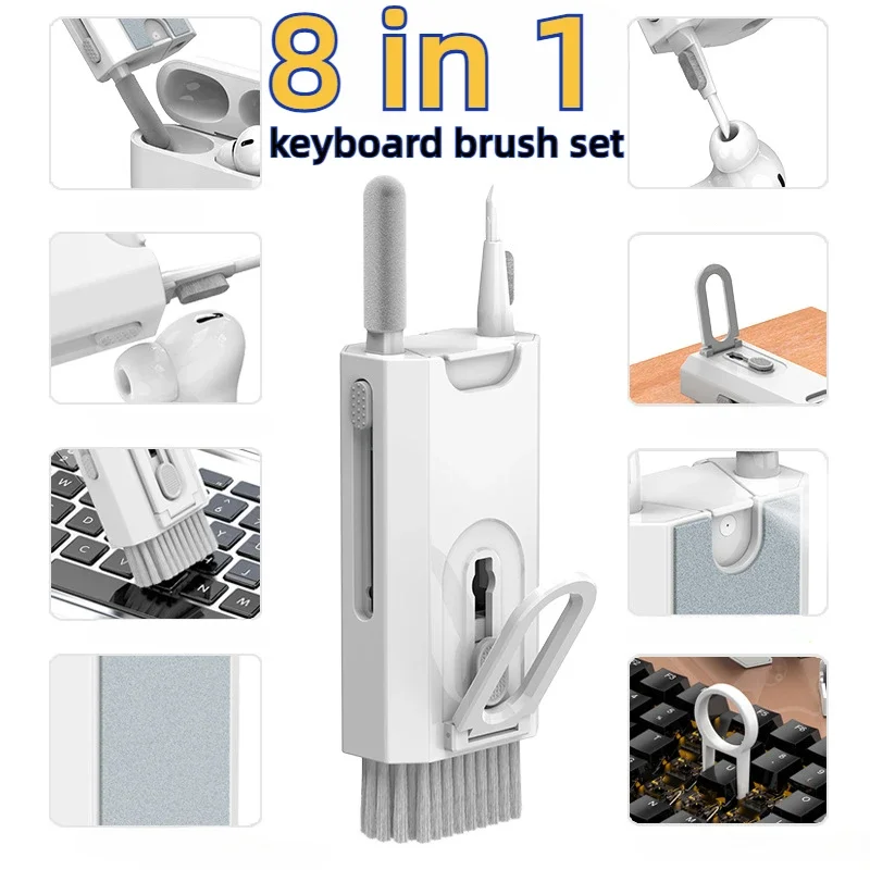 8 In 1 Keyboard Cleaning Kit Earphones Cleaner Brush For AirPods Computer Tablet Laptop TV Screen Mobile Phone Cleaning Tools