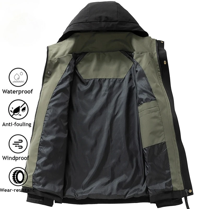 

Men's Rainproof Fishing Jacket Autumn Large Size Windproof Windbreaker Men Camping Hunting Running Sports Hooded Coat