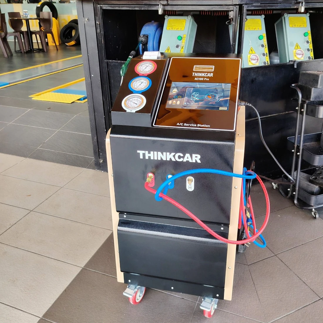 Máquina de Recuperación, Recarga y Reciclaje de Refrigerante para Aire Acondicionado de Automóviles THINKCAR AC100 PRO R134a R1234YF
