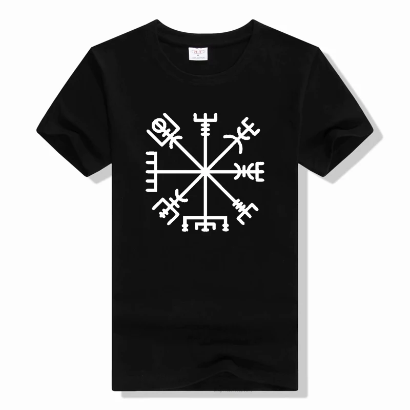 Vegvisir Futhark Runes Navigator Valhalla Odin celtic norse mythology Short Sleeve T Shirt for men Crazy TShirt o-Neck print tee