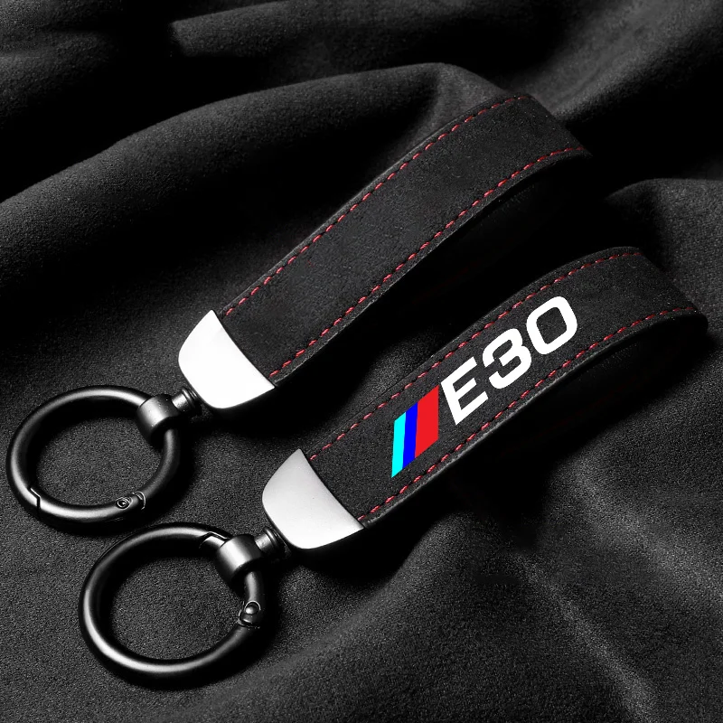 LLavero de lujo para hombre y mujer, llavero de cuero de ante para coche para BMW E90 E46 E87 E30 E60 E39 E36, llavero con logotipo, accesorios