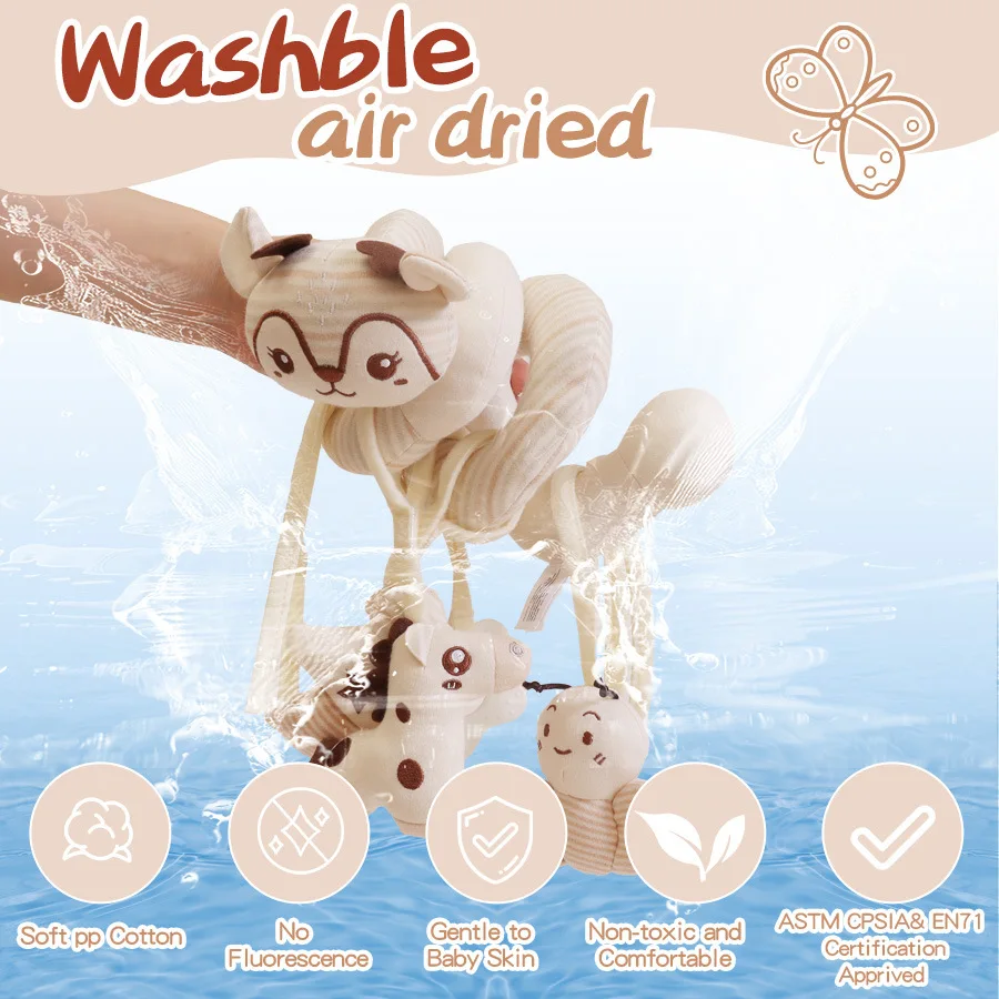 Newborn baby Crib Bed Stroller Soothing Spiral Pendant Toy Animal Plush Hanging Bed Car Around Baby Toys