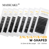 MASSCAKU 3D 4D 5D 6D 7D 8D 10D W Shaped Eyelash Natural Soft Lightweight Individual W Style Premade Fans Eyelashes Extensions