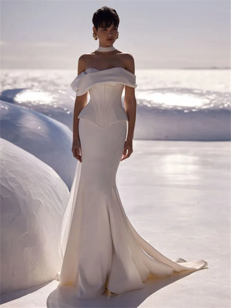 

Corset Wedding Dress Satin Vestido De Novia Corte Sirena Simple Vestidos Curvy White Dresses For Bride Weddings 2025 Brautkleid