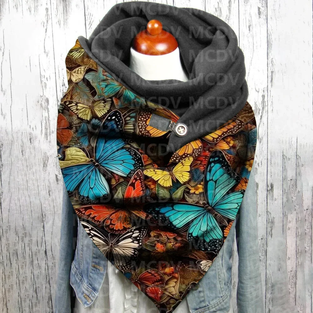 

Retro Butterfly 3D Printed Casual Scarf And Shawl for Women Warm and Comfortable Scarf 01