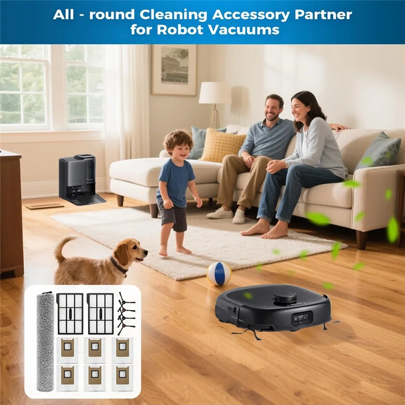 Sac à poussière filtre brosse latérale rouleau brosse 12 pièces pièces de rechange pour Eufy E25 Omni/E28 Omni Robot aspirateurs Cleaner-A77G