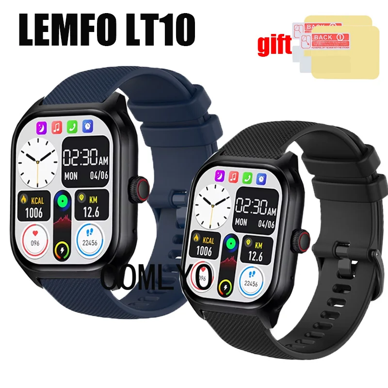 For LEMFO LT10 Smart Watch Strap Silicone Bracelet Band Screen Protector Film