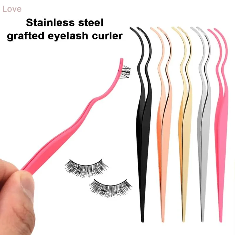 [L&P]False Eyelash Tweezers Applicator With Stainless Steel Eyelash Extension Curler Nipper Clip For Makeup Beauty