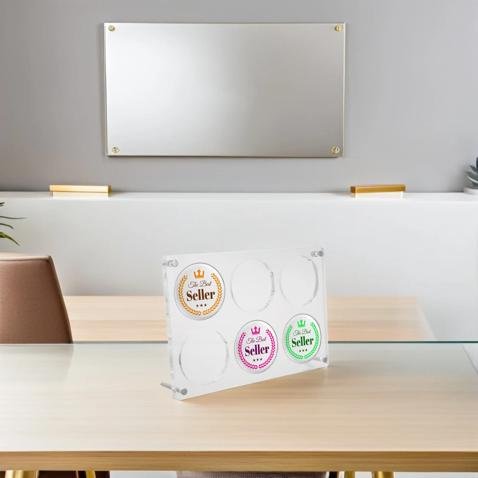 

Acrylic Card Collection Display Stand 6 Slots for 65Mm Cards Trading Card Holder Frame Badge Display 9.24x6.29x0.43