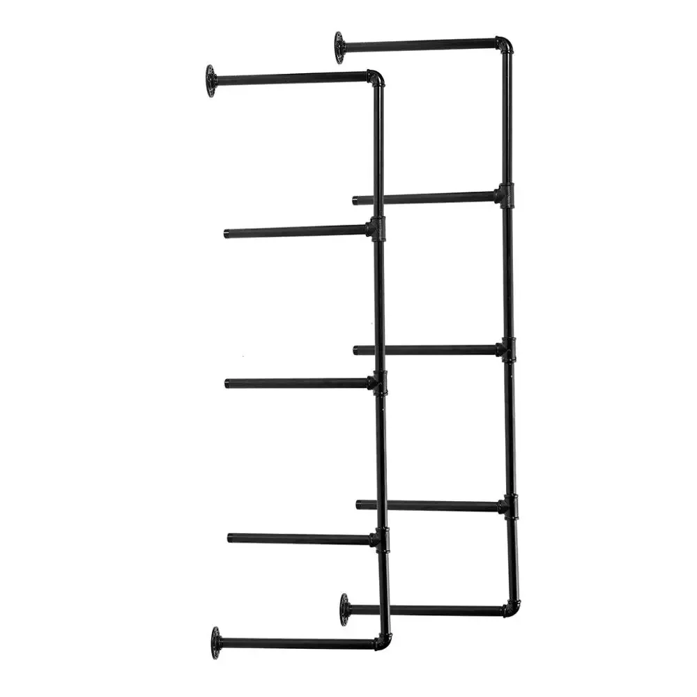 Imagem -04 - Black Iron Pipe Wall Shelf Pendurado Prateleiras de Armazenamento Mobiliário Industrial Faça Você Mesmo Suporte Tiers Pcs