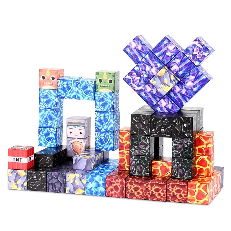 100 blocs magnétiques, cubes magnétiques – jouets STEM pour enfants 3+. Cadeaux d'Halloween/Natale empilables et parfaits pour garçons et filles