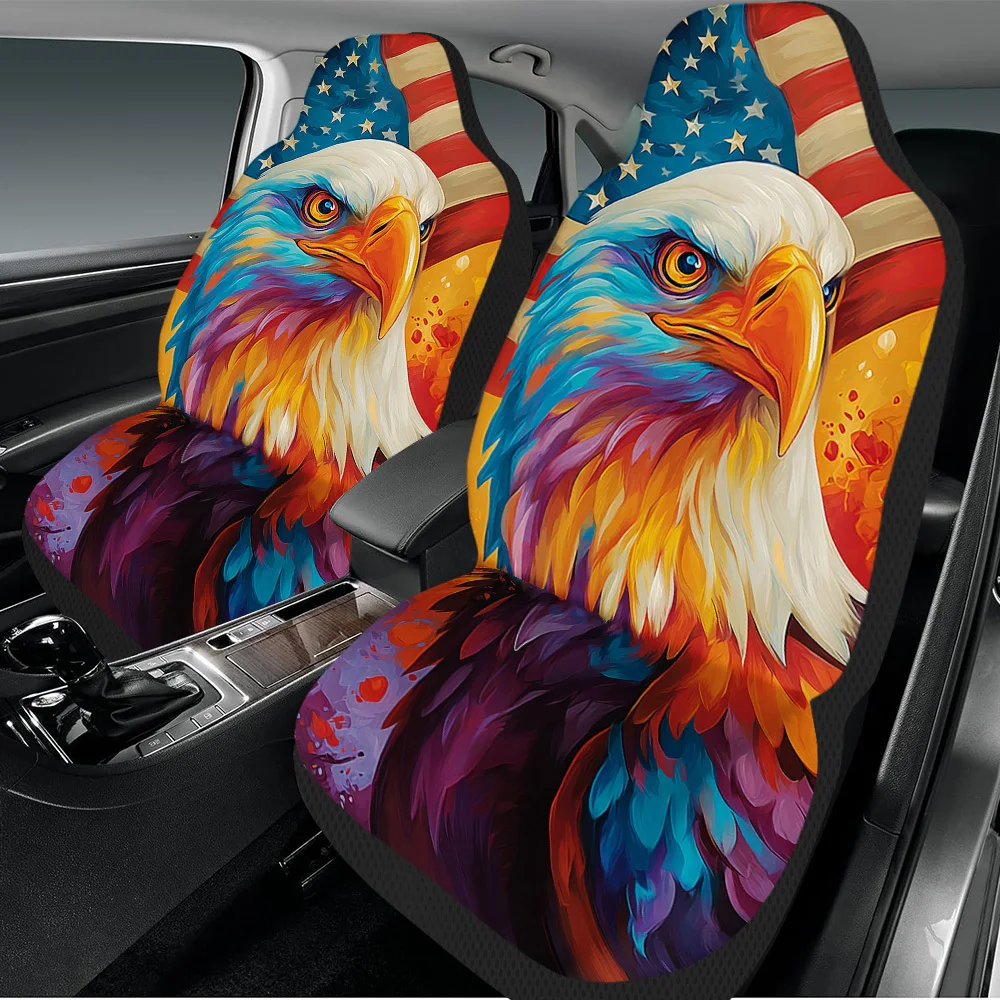2pcs Independence Day Eagle Car Seat Covers, Durable Front Seat Protectors For Men And Women, Perfect For Trucks, Cars, Sedans,