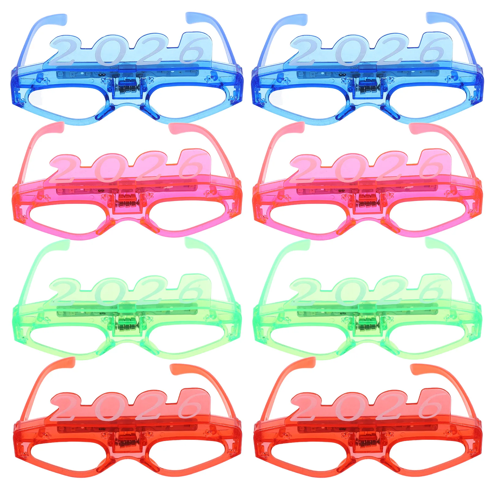 

8 Pcs Glowing Glasses 2026 Party Decorations for Birthday Holiday Light Flashing Sunglasses Dark