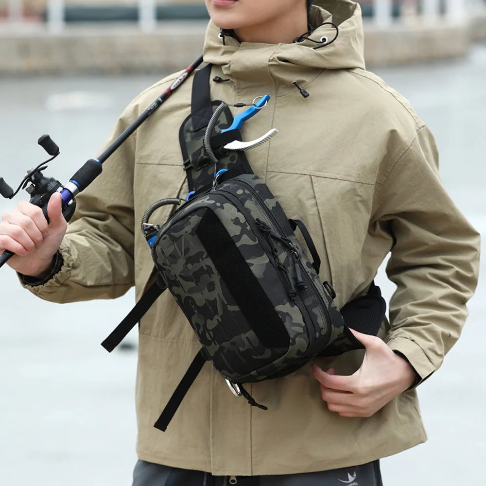 Large Capacity Fishing Bag Waist Pack & Crossbody Sling for Lure Storage Outdoor Sports Gear for Men AVA376