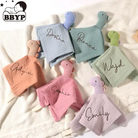 Personnalisation bébé doudou Cotton Baby Absorbent Soothing Toys Blankets Crochet Animal Shape Towels Kids Knitted Security Blan