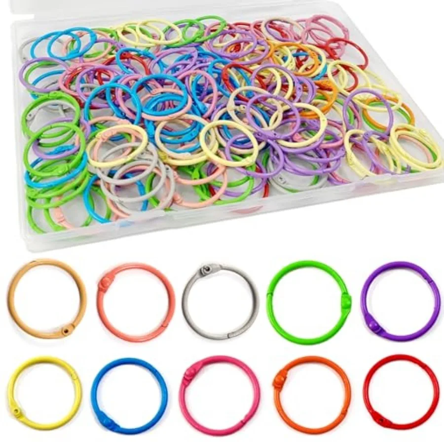 

130PCS 1 1/5 Inch Colorful Loose Leaf Binder Rings Metal Office Book Rings Paper Rings for Index Cards Flashcards Notebook Keyc