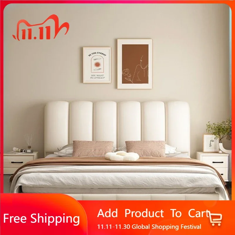 

Bedroom Princess Beds Minimalist High Quality Cream Reading Beds Fashionable Comfortable Cheap Wood Cama De Casal Furniture