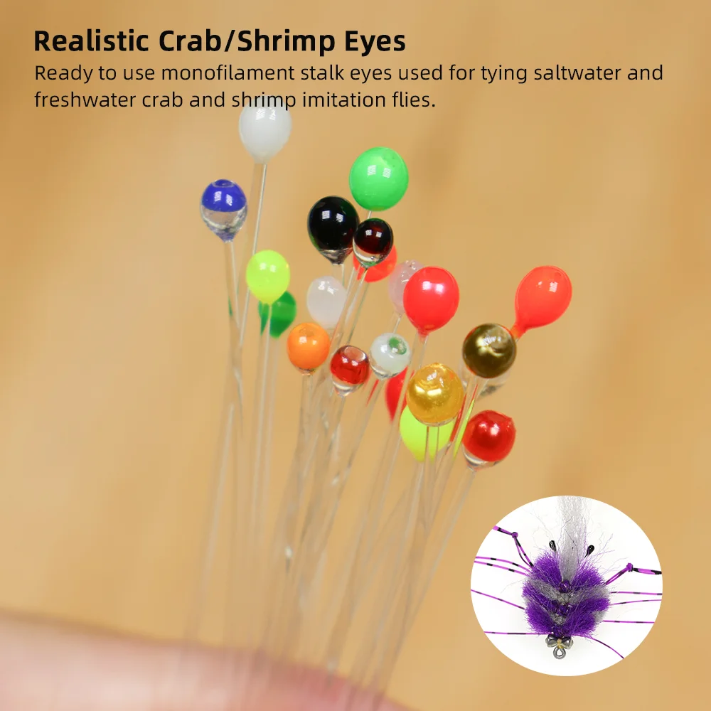 20pcs/40pcs 2mm 3mm Realistic Crab Shrimp Eyes Fly Tying Material for Trout Bonefish Pike Flies Freshwater Sea Fising Lure Eyes