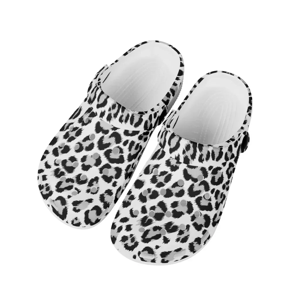 Clogs Sandals Men Large Size Slip On Outdoor Beach Summer Shoes With Hole Leopard Grain Pattern Causal Breathable Male