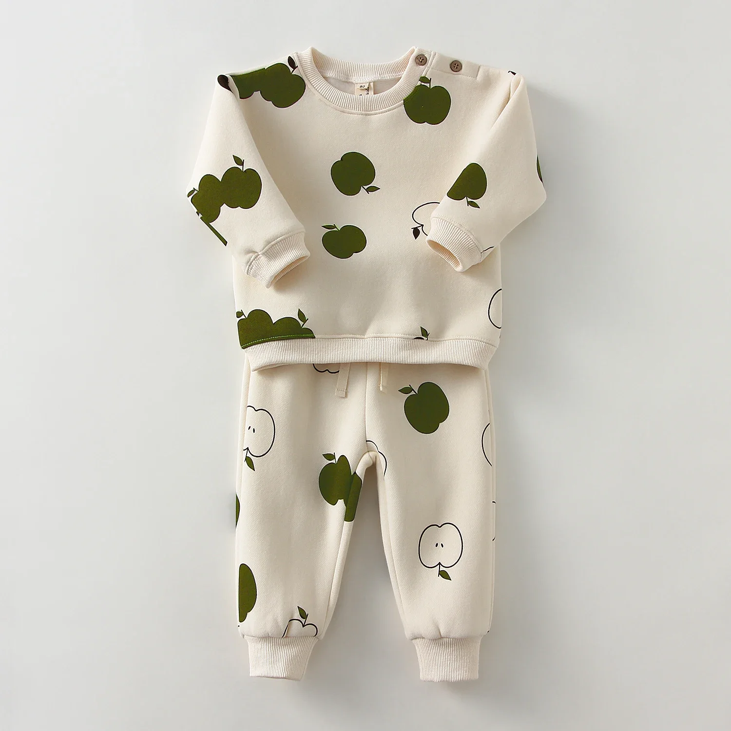 Thicken Printed Baby Outfits Autumn Winter Fleece Sweatshirt Top + Pants 2Pcs Toddler Boys Girl Clothes Sets