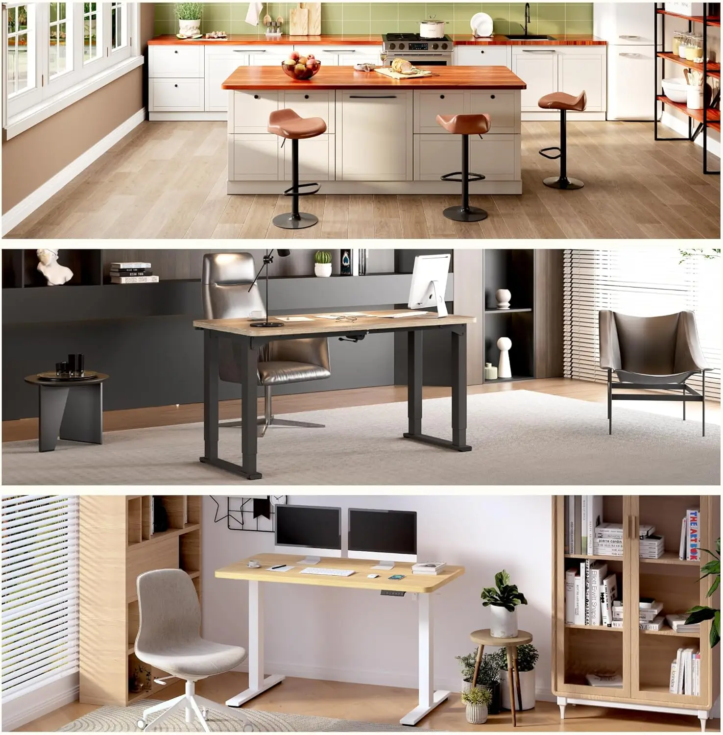 Peça inteira 48 "x 24" desktop 1 "espessura altura ajustável mesa retangular placa de grão de madeira marrom (48 polegadas madeira marrom g