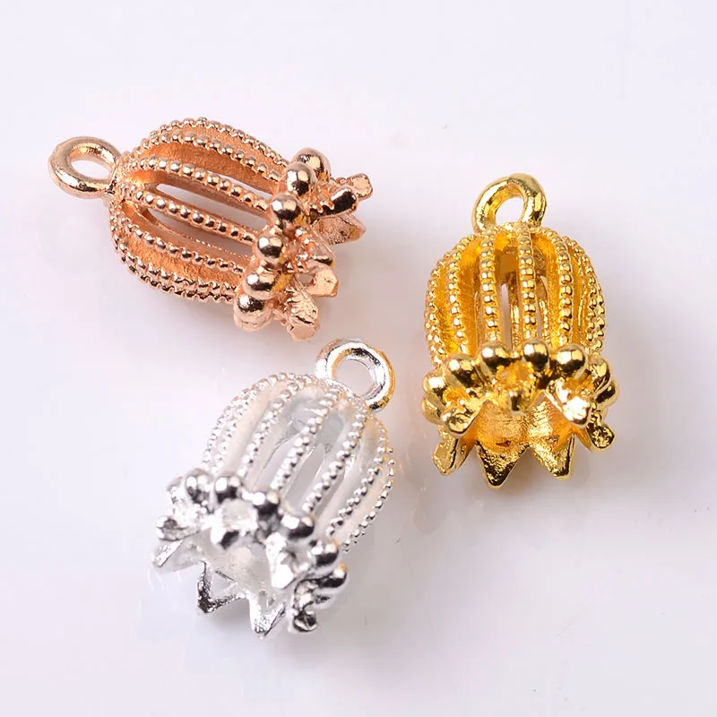 

New alloy flower bud pendant flower bud horn alloy DIY jewelry antique accessories