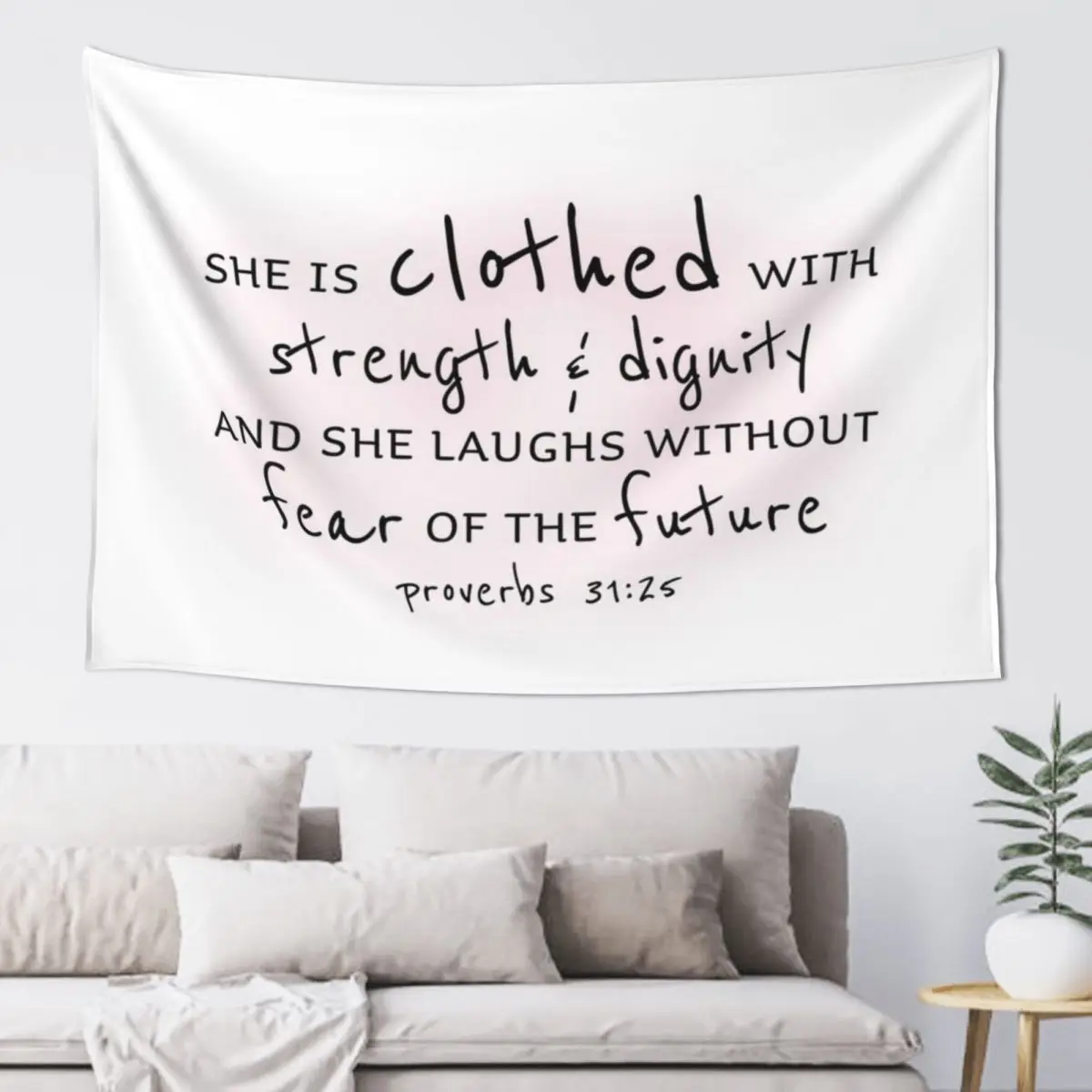 

She is Clothed in Strength and Dignity Tapestry Cute Room Things Room Decor Korean Style Aesthetic Room Decor Tapestry