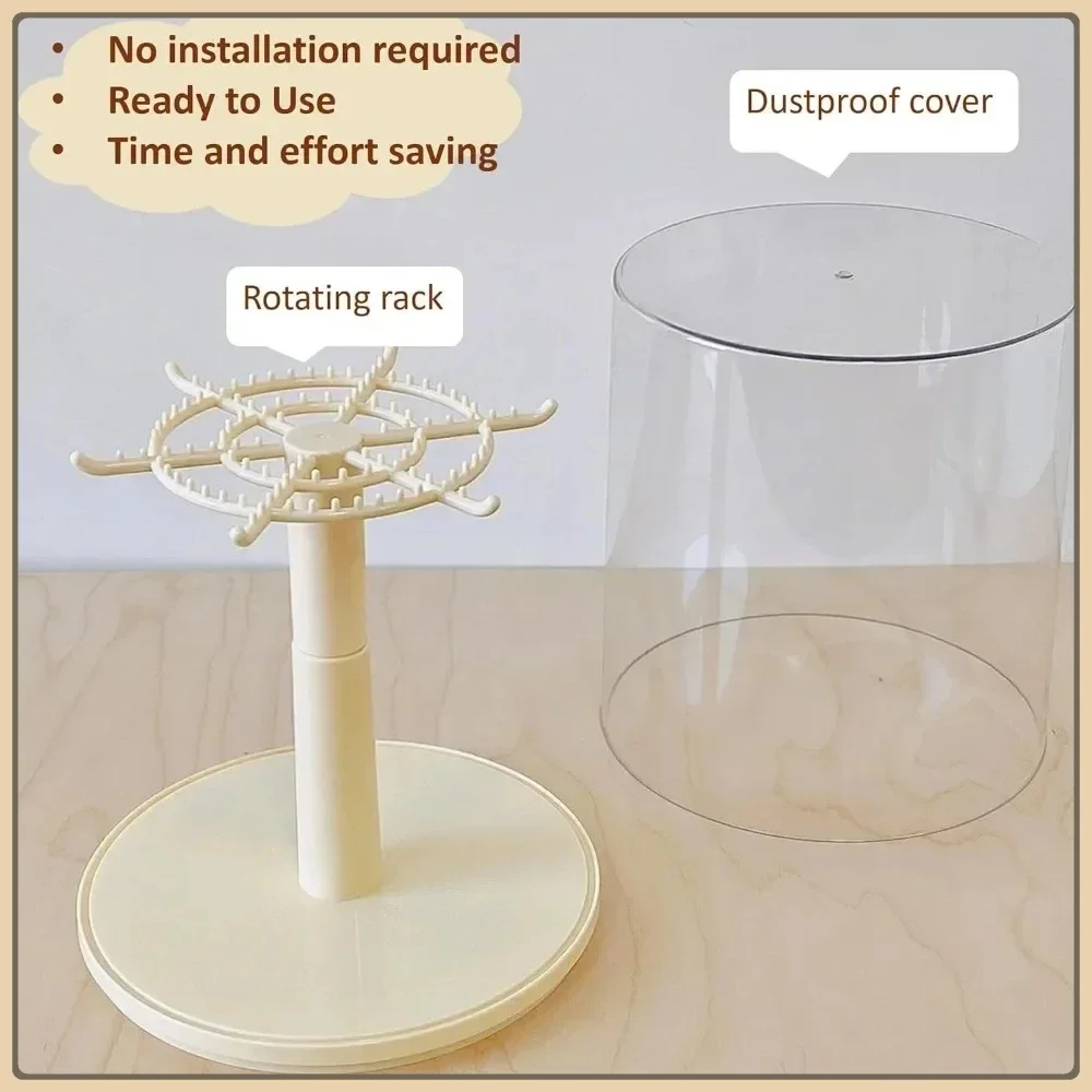 حار ل LABUBU ألعاب من نسيج مخملي صندوق عرض قلادة دمية واضح حقيبة للتخزين عرض موقف 360 °   دوران لطيف التماثيل قذيفة واقية