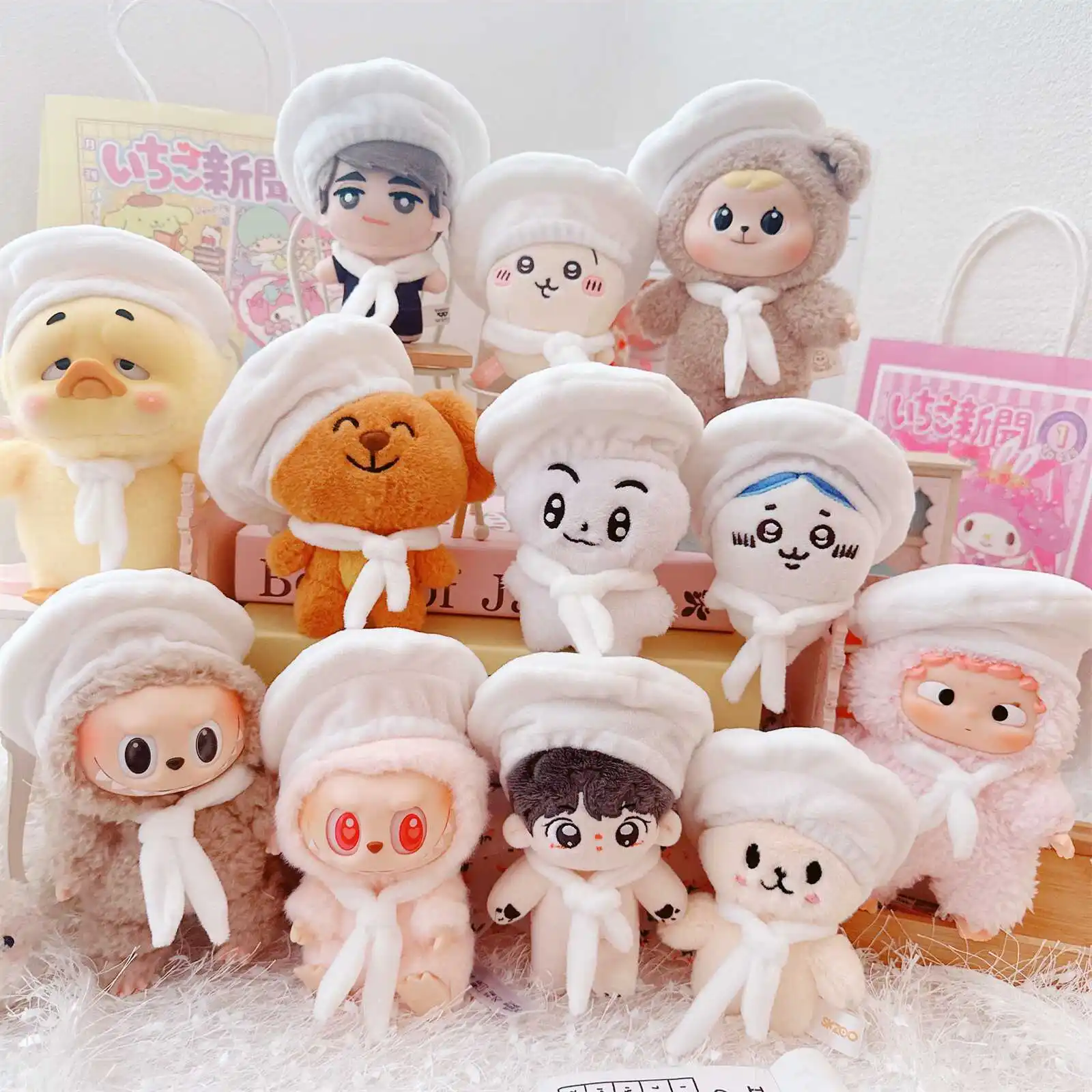 

10cm Cartoon Chef Set Mini Idol Doll Clothes DIY Dress-Up Plush Doll Cute Soft Kids Toy for Small Doll Anime Game Periphery