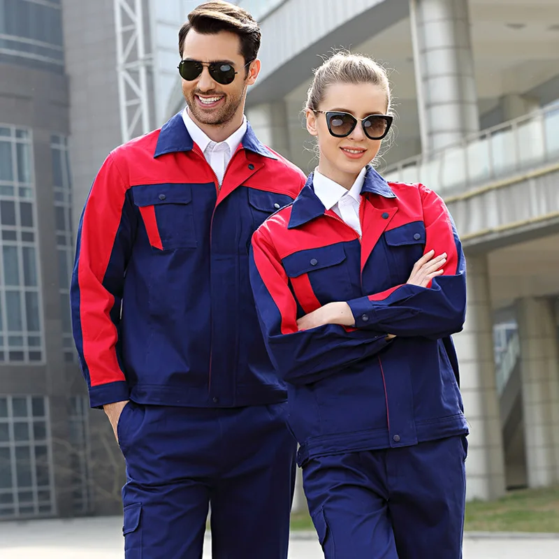 Factory Workshop Work Clothing For Men Women Mechanical Repairman Worker Uniforms Two Tones Welding Suits 100% Cotton Work Cloth