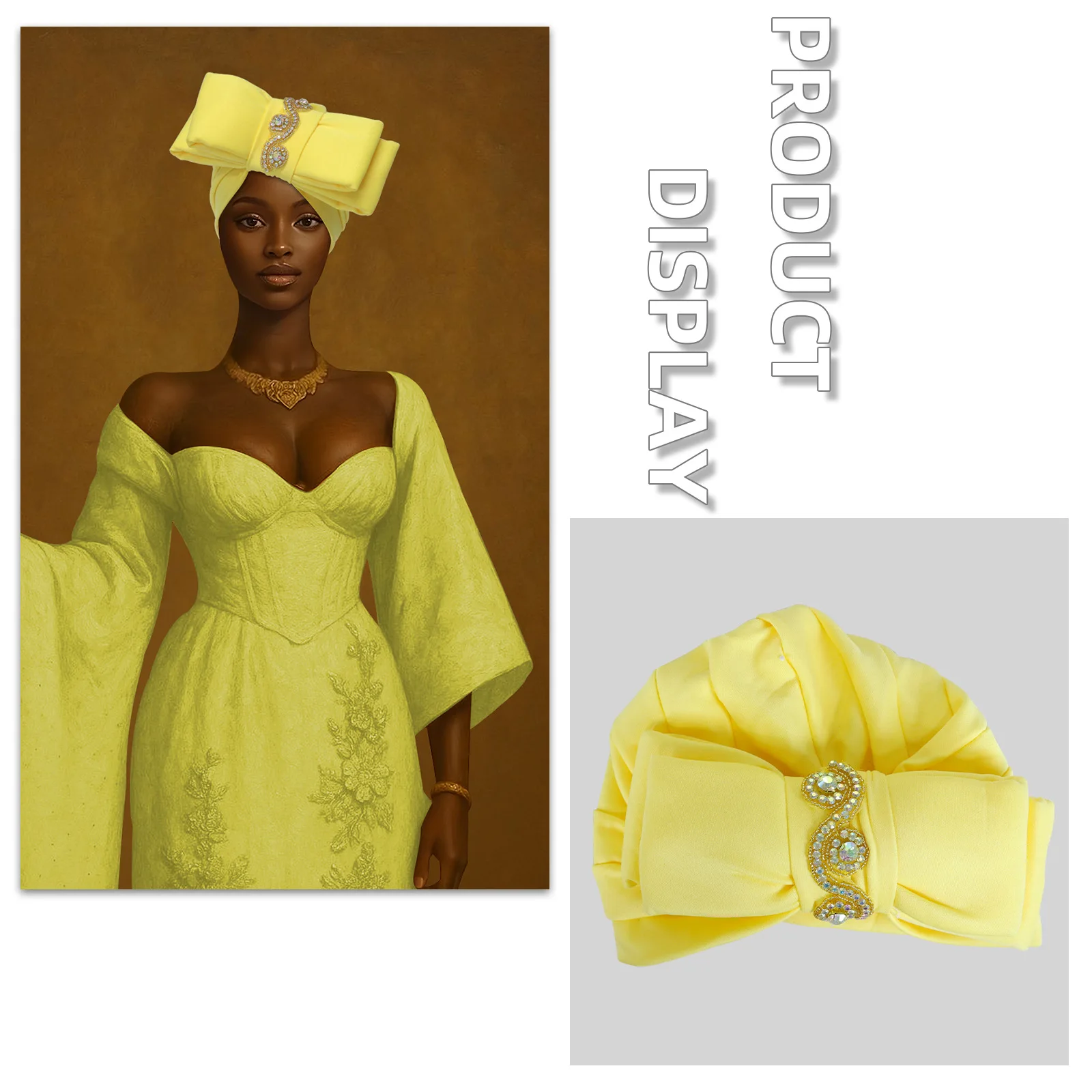 Exaggerated Diamonds Bow Turban Cap African Headtie Nigeria Auto Gele Head Wrap Women Muslim Hijab Bonnet Wedding Geles Headgear