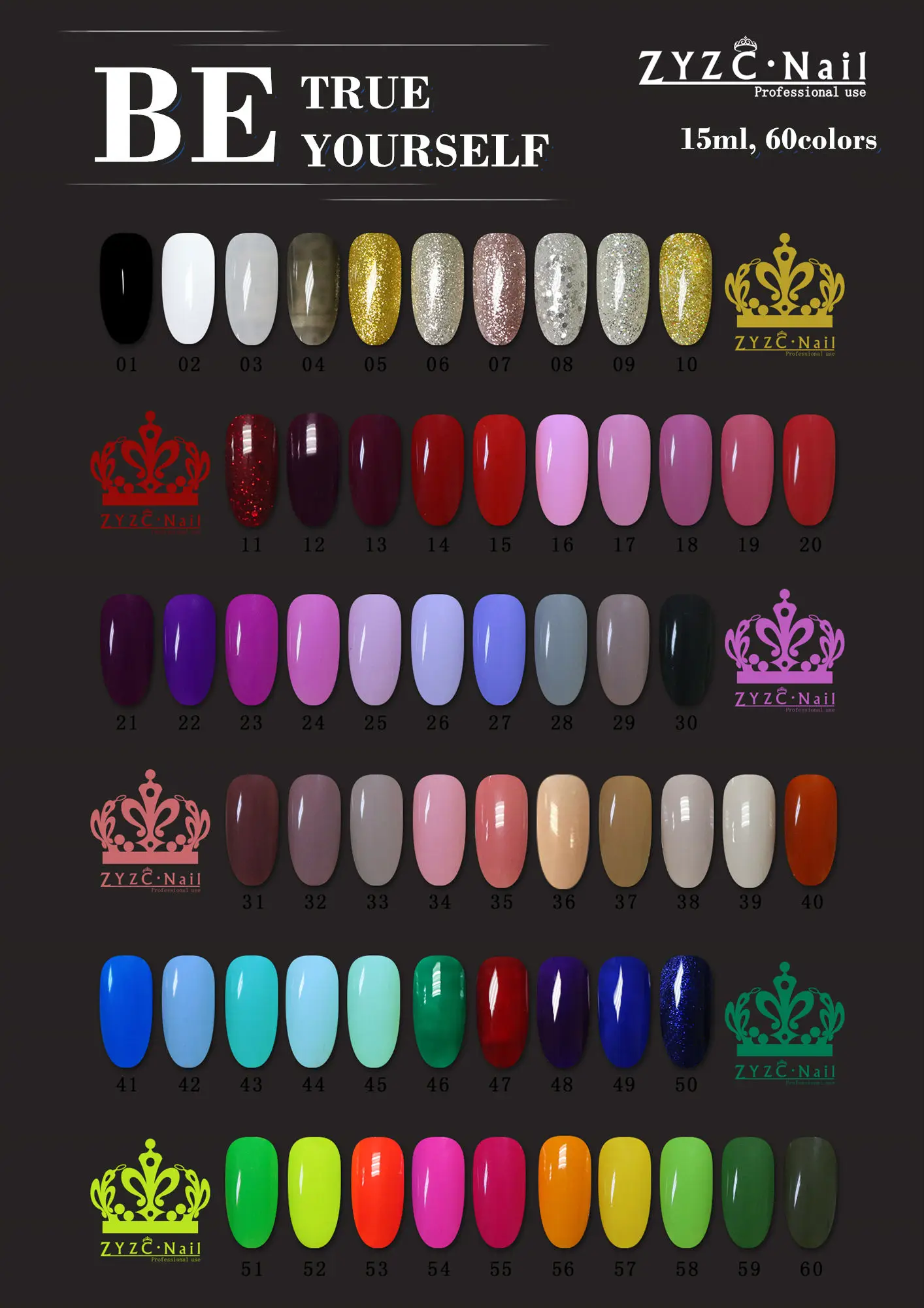 ZYZC-Gel UV soak-off pour ongles, 60 couleurs, vernis écologique, pour salon de manucure et pédicure, haute qualité