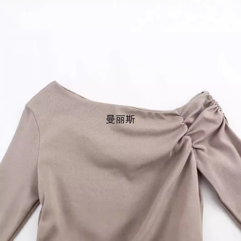 2025موضة نسائية جديدة أزياء أوروبية وأمريكية متعددة الاستخدامات بلوزة ضيقة مطوية