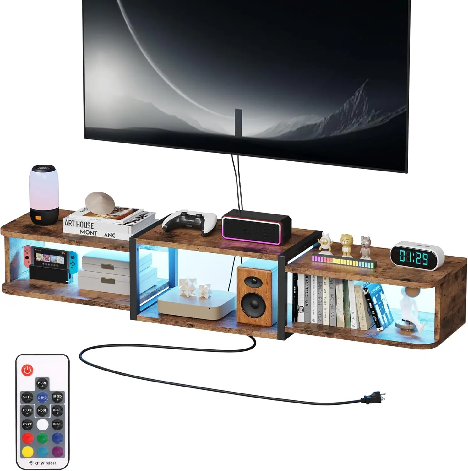 

Modern Rattan Flip-Down-Door Wall-Mounted Floating Stand For Tvs Up To 80 Hes, 70 H, Coastal Oak muebles para el hogar tv table