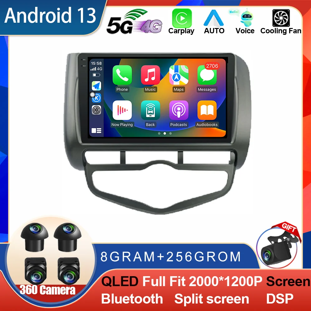 

Car Radio Autoradio Android 13 For Honda Fit Jazz Right 2004 - 2005 SWC Stereo WIFI Video Multimedia RDS DSP ADAS BT 4G Player