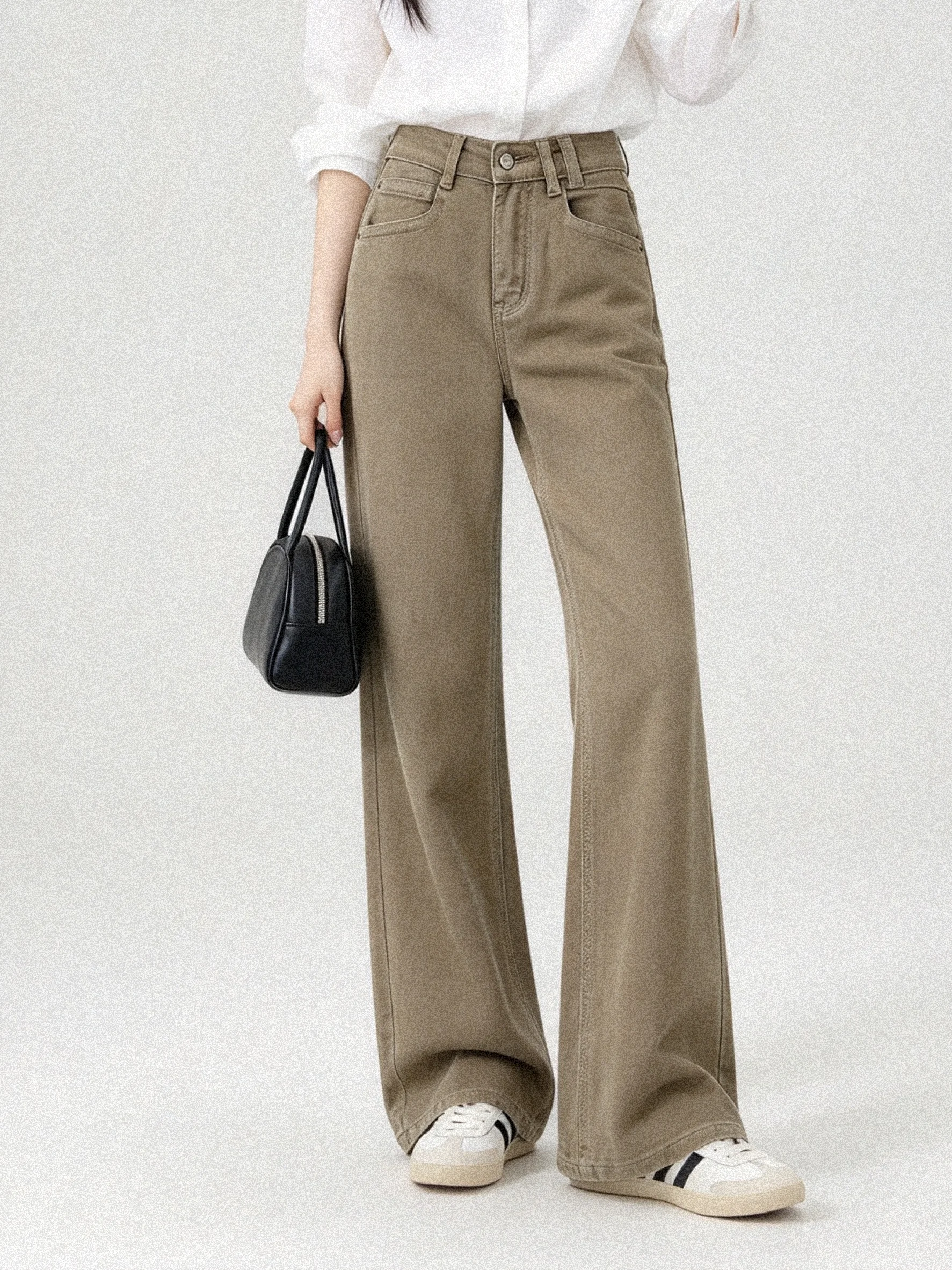 High Waist Bell Bottom Jeans Cotton Feel American Style Retro Korean Version Slimming Long Trousers for Women Autumn New Arrival