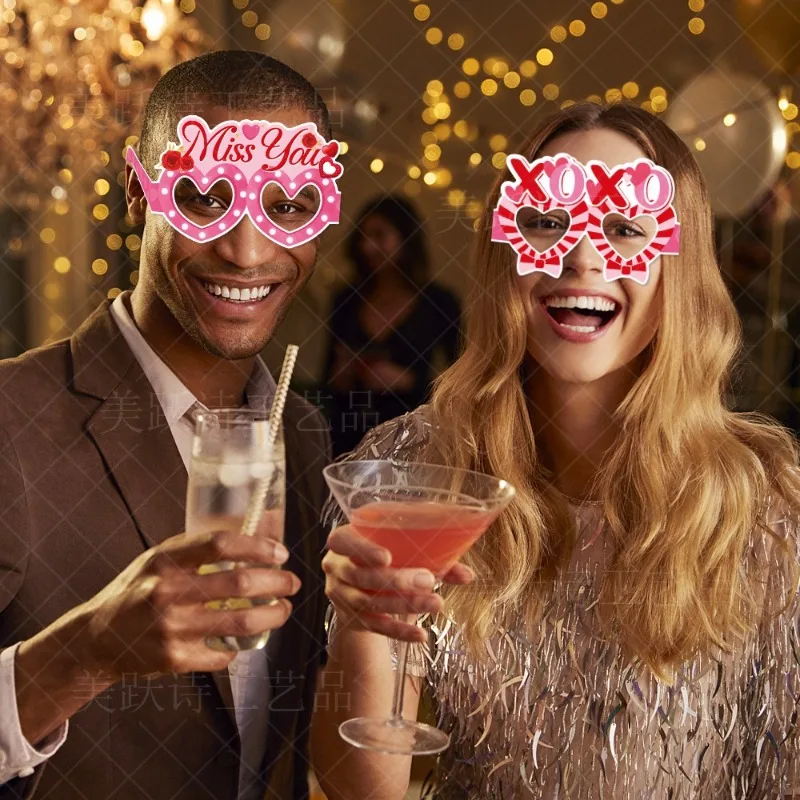 

Valentine's Day Party Decoration Glasses Festival Decoration Funny Photography Props Paper Glasses for Anniversary Wedding Party