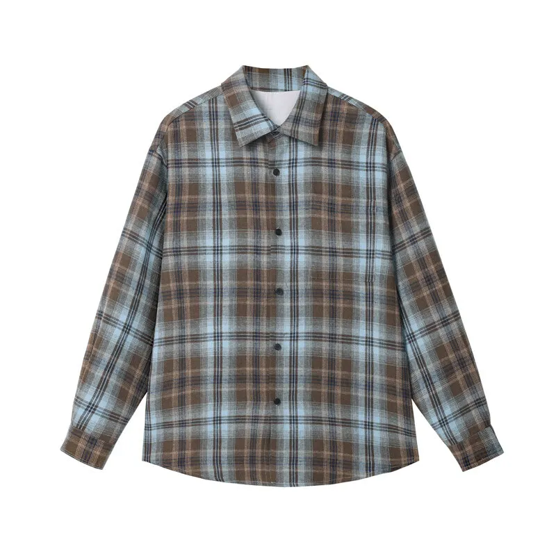 Spring Long Sleeved Shirt Men Retro Plaid Shirt Men Japanese Streetwear Loose Casual Shirt Mens Vintage Shirts Plus Size 5XL