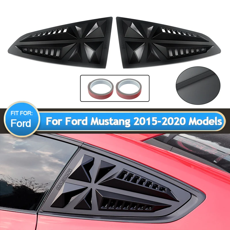 

For Ford Mustang 2015-2021 Car Rear Louver Window Side Air Shutter Cover Trim Sticker Vent Scoop ABS Gloss Black or Matte Black