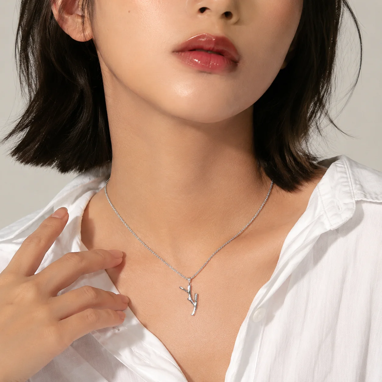 ZHENL 18K Gold Plated Tree Branch Pendant Abstract Plant Twig Charm Necklace Women Sparkling CZ Zircon Nature Inspired Jewelry