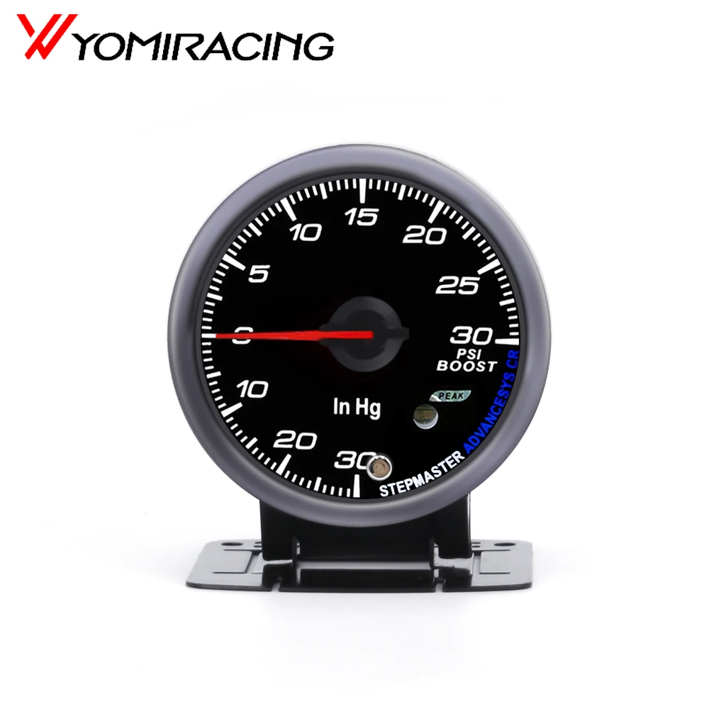 

60MM Black Face Turbo Boost gauge Amber/White LED 30~30 Psi Boost Gauge with peak Function Car meter