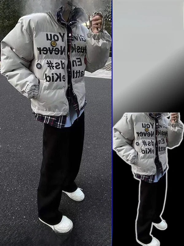 

Женская утепленная хлопковая куртка больших размеров с американским принтом, воротником-стойкой, новая модная зимняя верхняя одежда