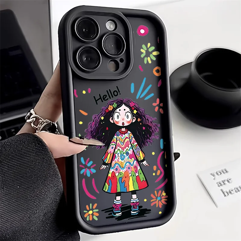 Süße Mädchen Fall für iPhone 11 Pro Max Fälle für iPhone 15 12 14 13 Pro max x xr xs max 14 7 8 plus se Soft Funda Abdeckung