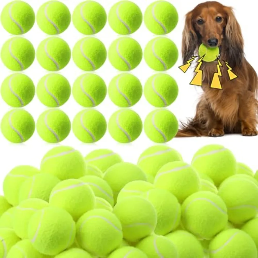 

100 шт. 2,5-дюймовых пищащих теннисных мячей оптом для собак, прыгучие плавающие теннисные мячи, товары для игр с собаками, интерактивные тренировочные игрушки