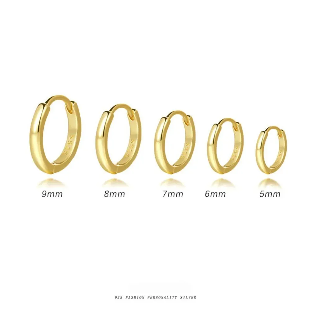 الكورية موضة لامعة استدارة القرط هوب المرأة شيك Huggie هوب أقراط للنساء الحضرية الحديثة الإناث الأذن الأطواق مجوهرات #6