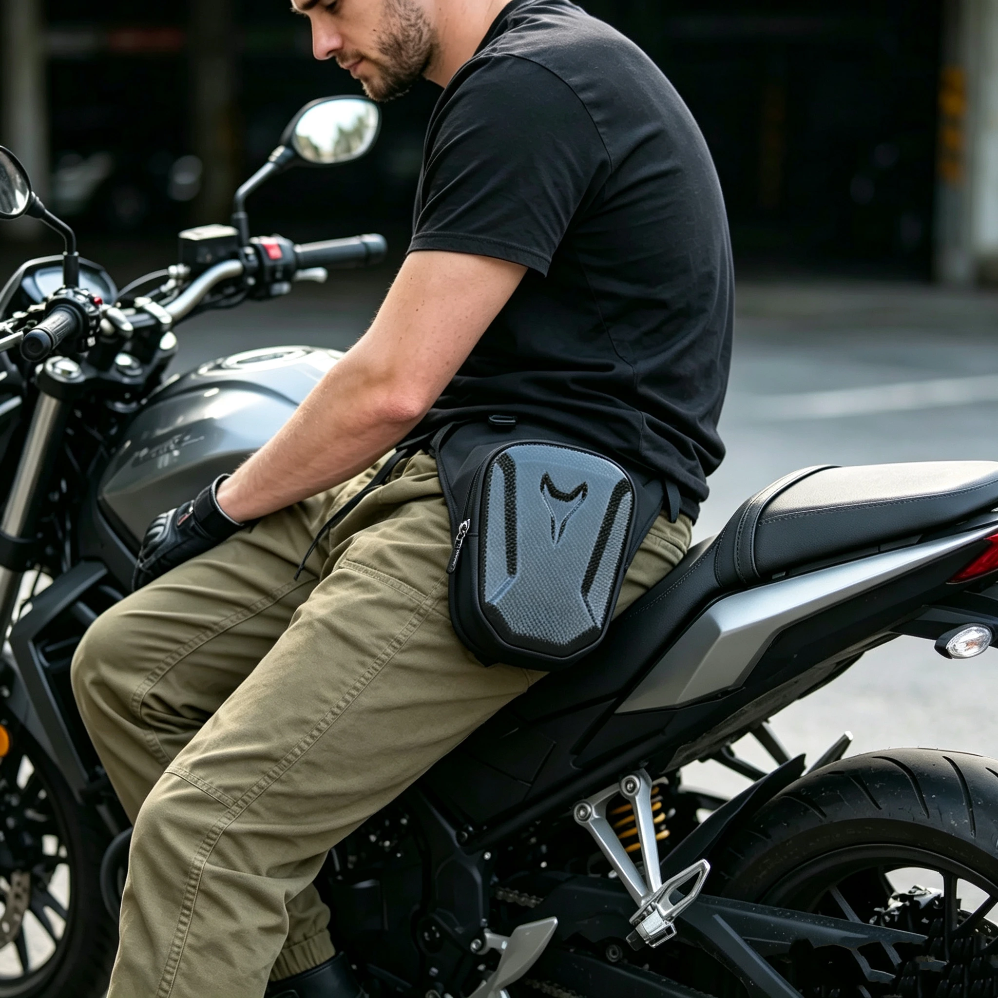 Drop Leg Bag Motorcycle Waist Pack Pouch Waterproof Riding Cycling Thigh Tactical Bag with Hard Shell for Men,Microfiber Pattern