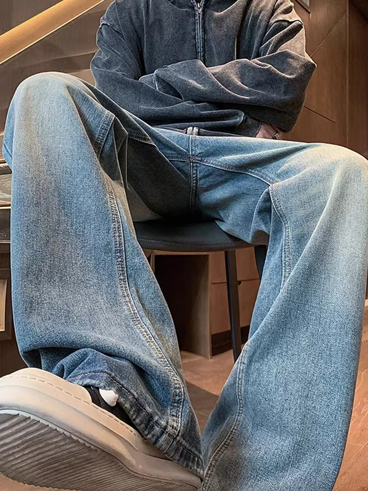 

Мужские джинсы в винтажном стиле, свободные, прямые, широкие, слегка расклешенные, длинные брюки в американском уличном стиле, весна-осень